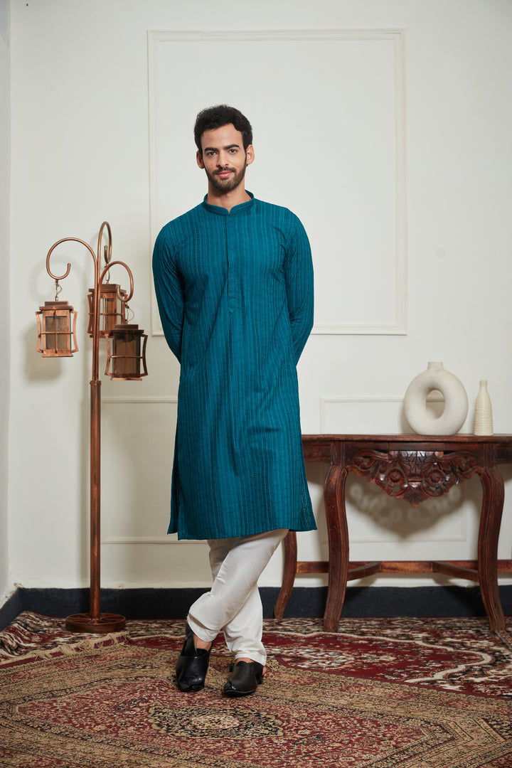 BLUE CHIKANKARI KURTA SET