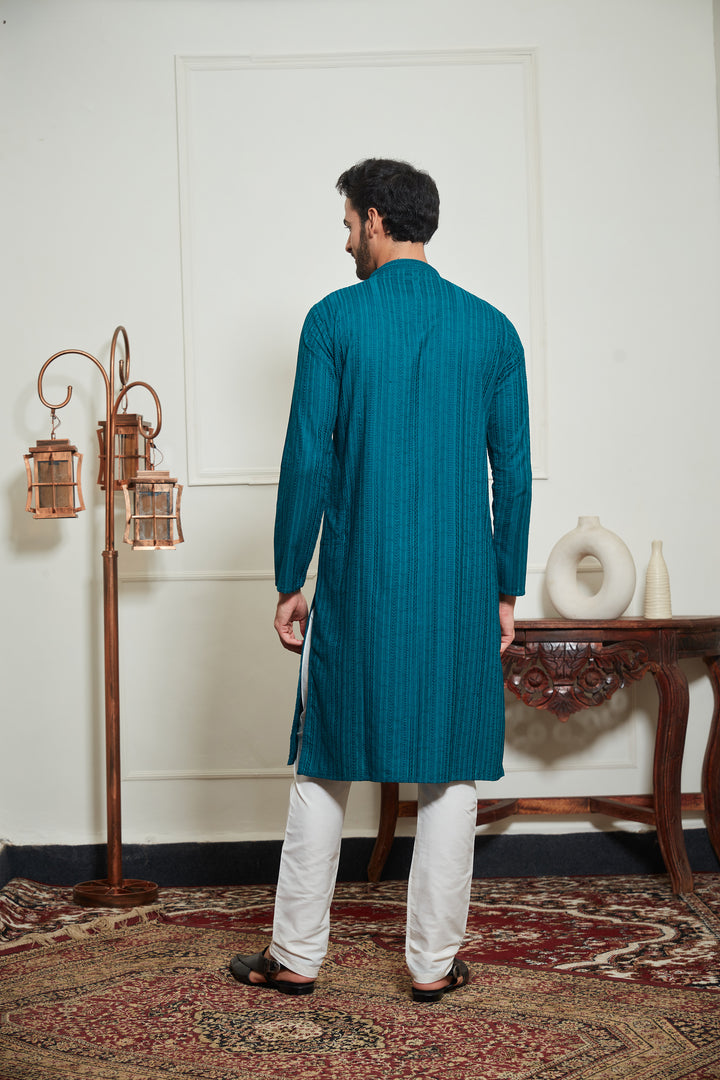 BLUE CHIKANKARI KURTA SET