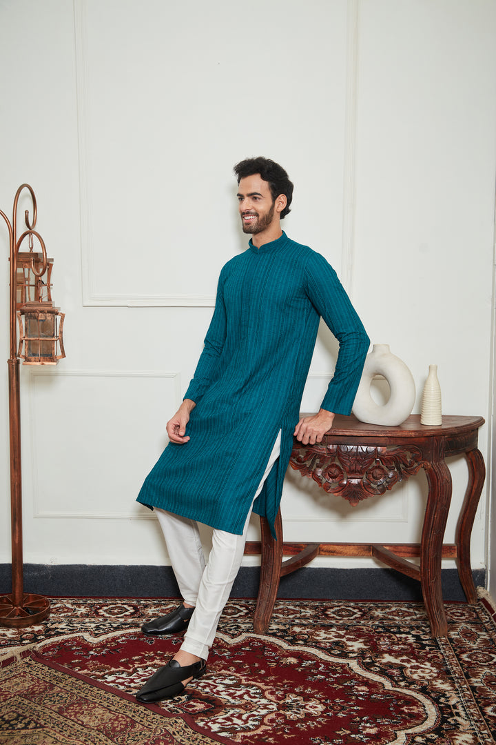 BLUE CHIKANKARI KURTA SET