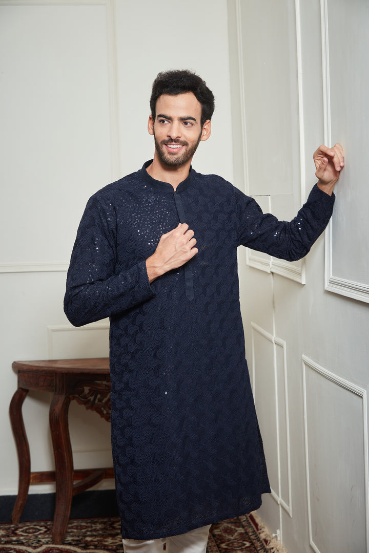BLUE SEQUENCE KURTA SET