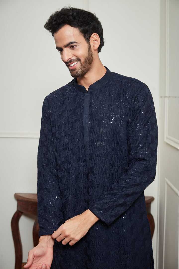 BLUE SEQUENCE KURTA SET