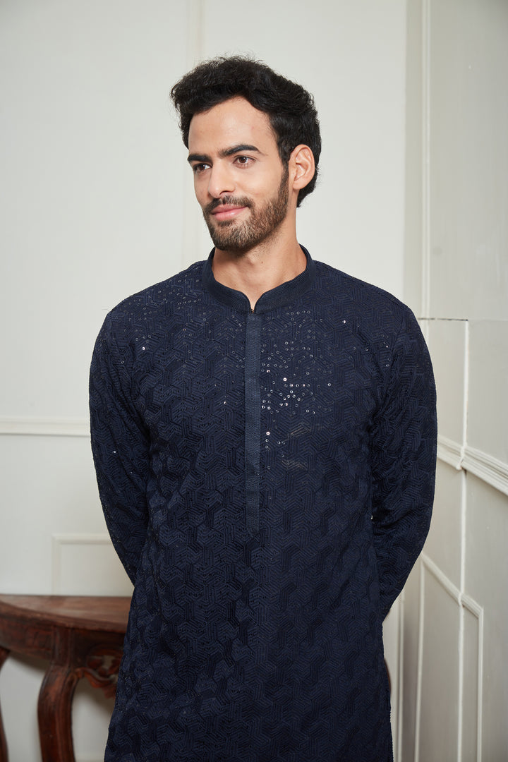 BLUE SEQUENCE KURTA SET