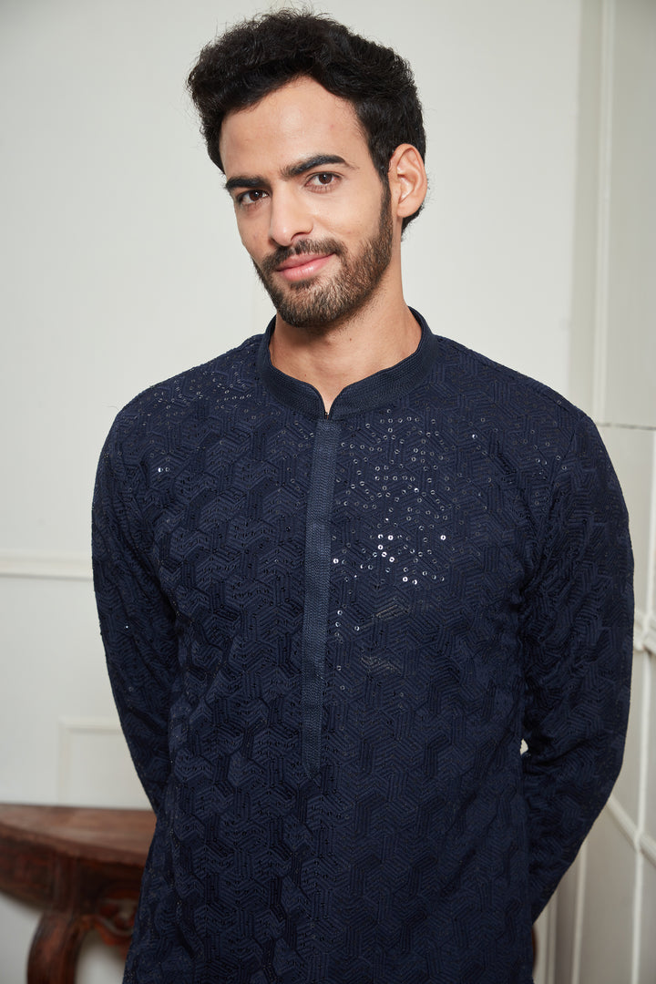 BLUE SEQUENCE KURTA SET
