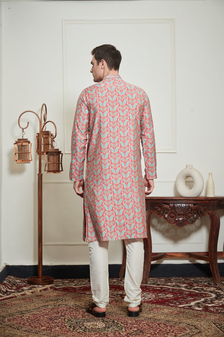 PINK FLORAL KURTA SET