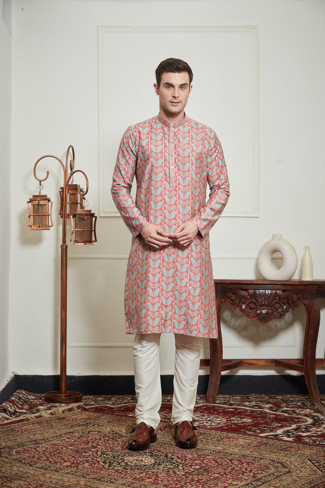PINK FLORAL KURTA SET