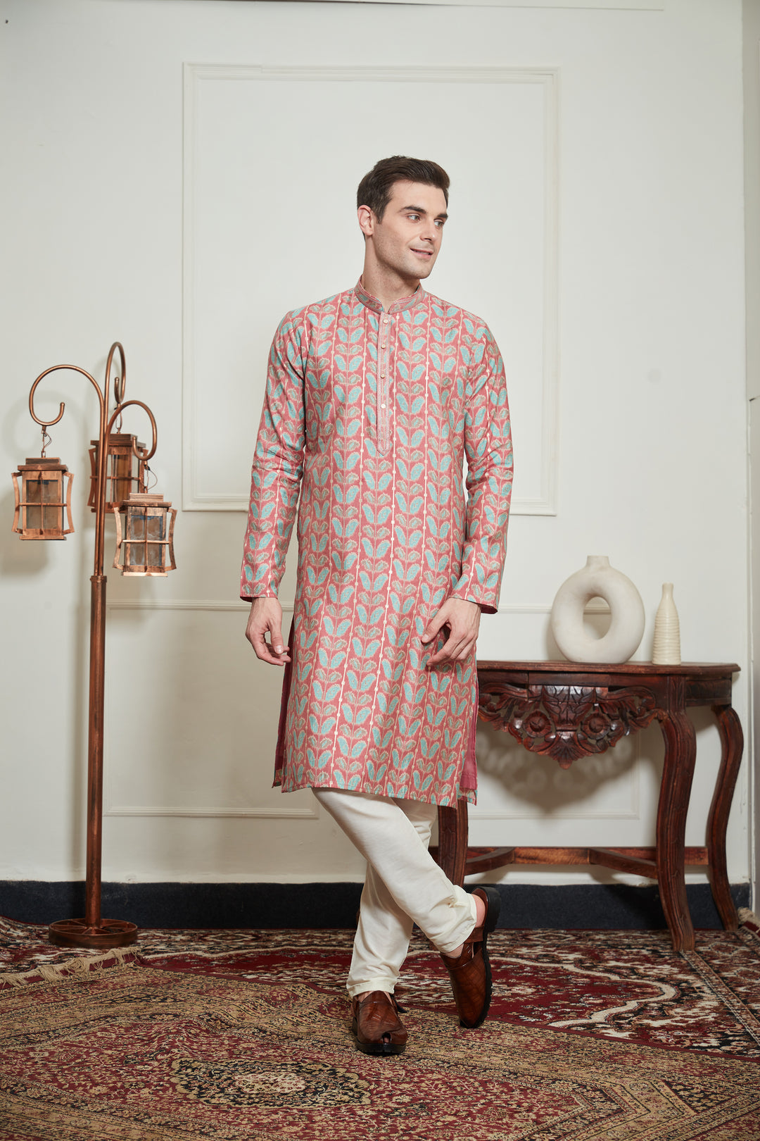 PINK FLORAL KURTA SET