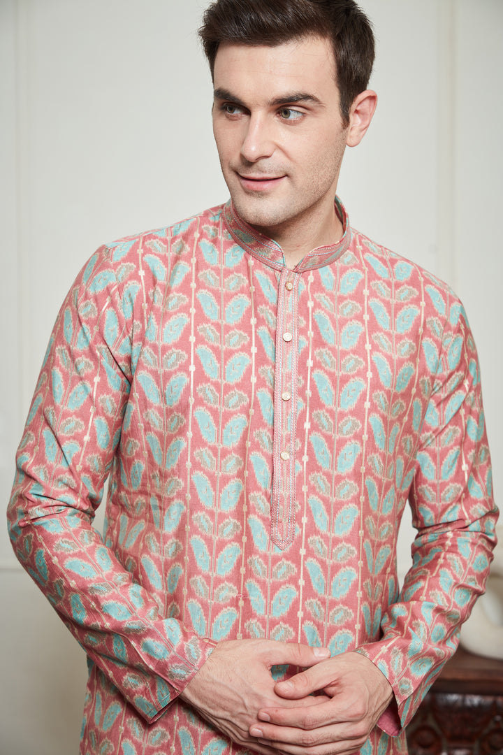 PINK FLORAL KURTA SET