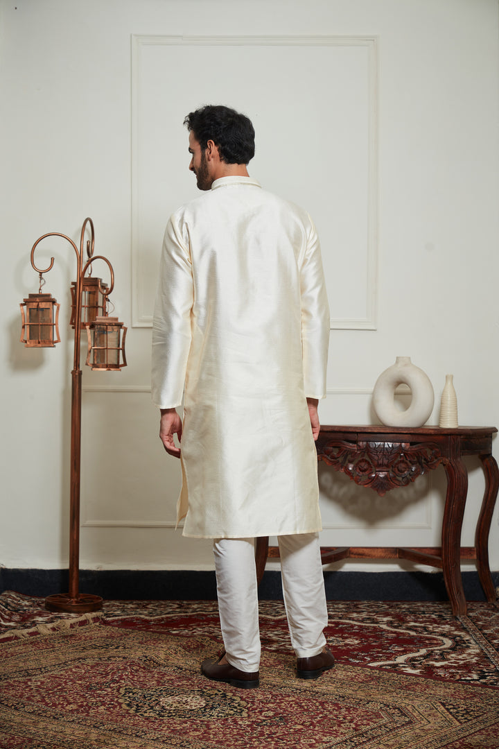 CREAM SILK KURTA SET
