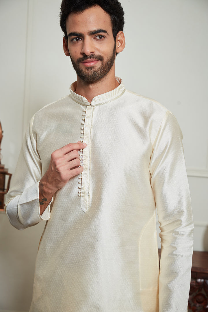 CREAM SILK KURTA SET