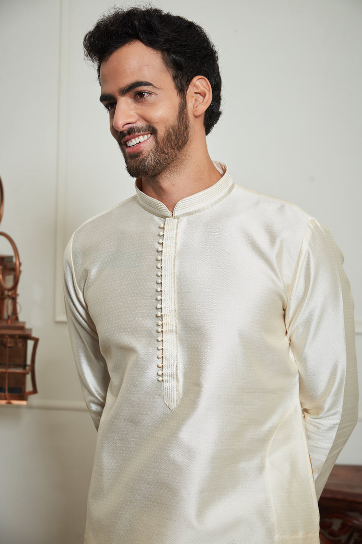 CREAM SILK KURTA SET