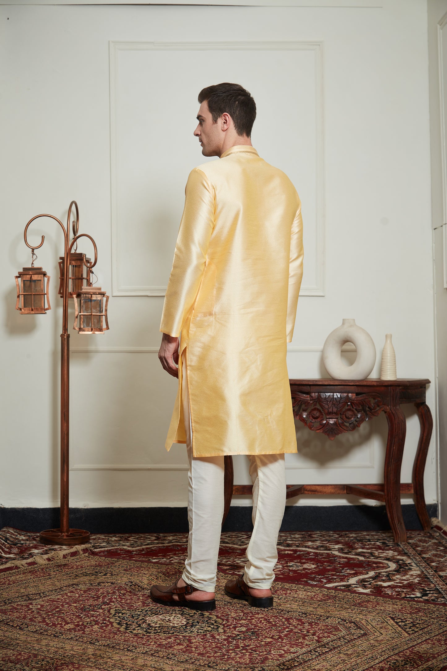 YELLOW SILK KURTA SET