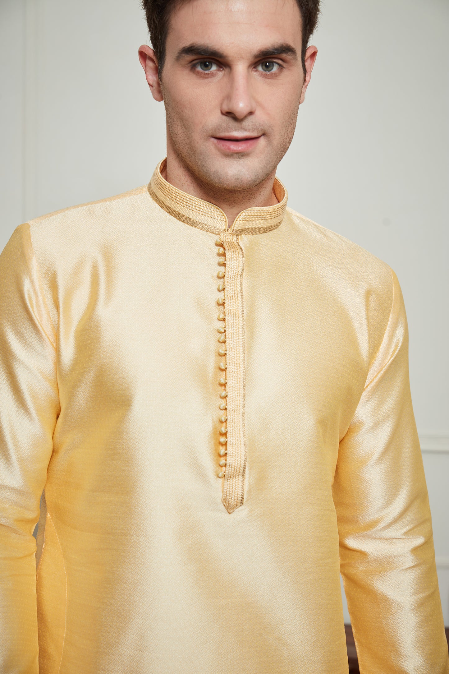 YELLOW SILK KURTA SET