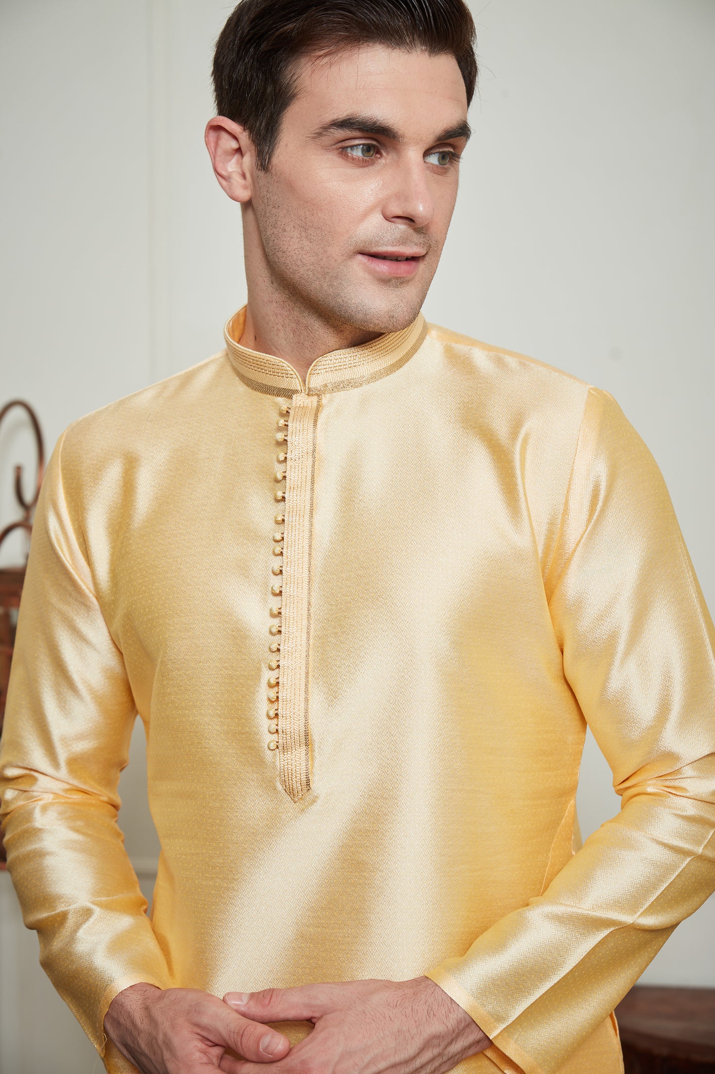 YELLOW SILK KURTA SET