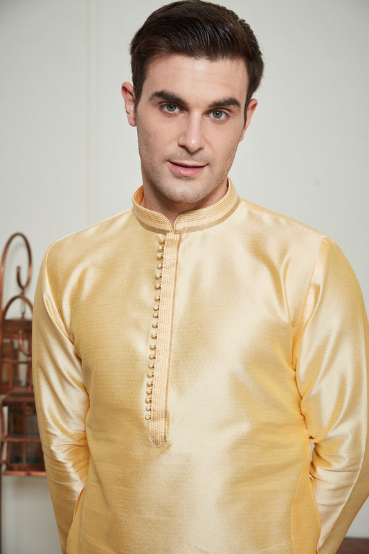 YELLOW SILK KURTA SET