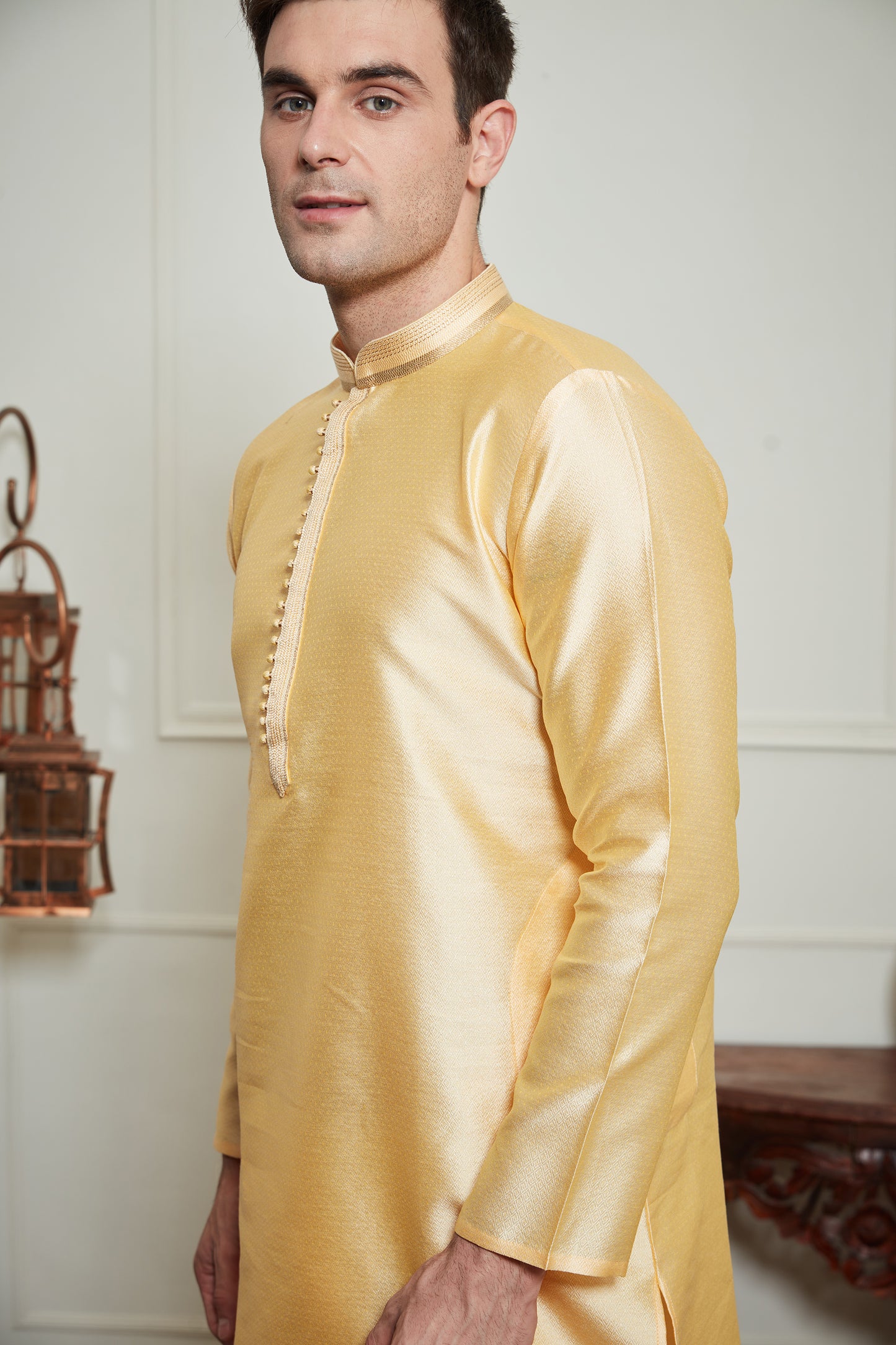 YELLOW SILK KURTA SET