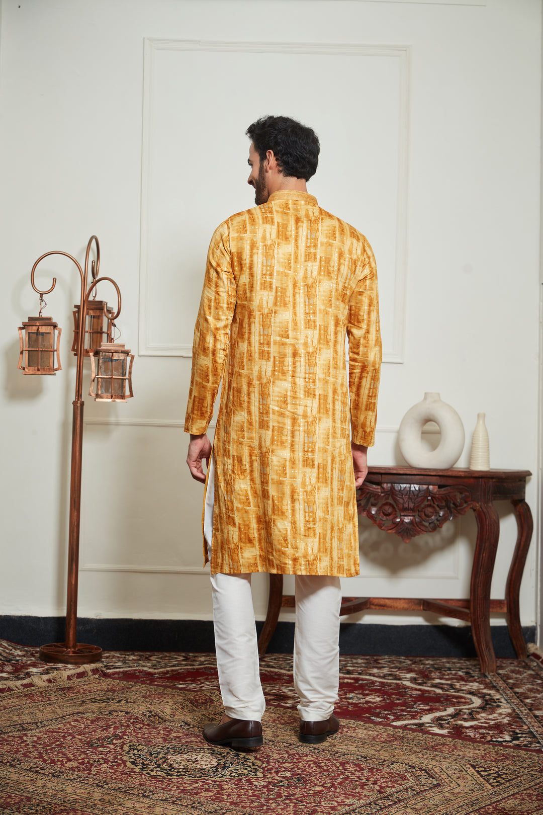 YELLOW POLKA PRINTED KURTA