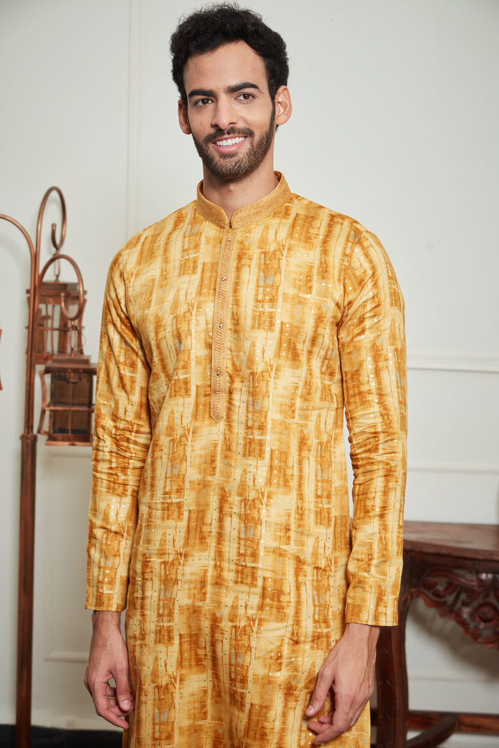 YELLOW POLKA PRINTED KURTA