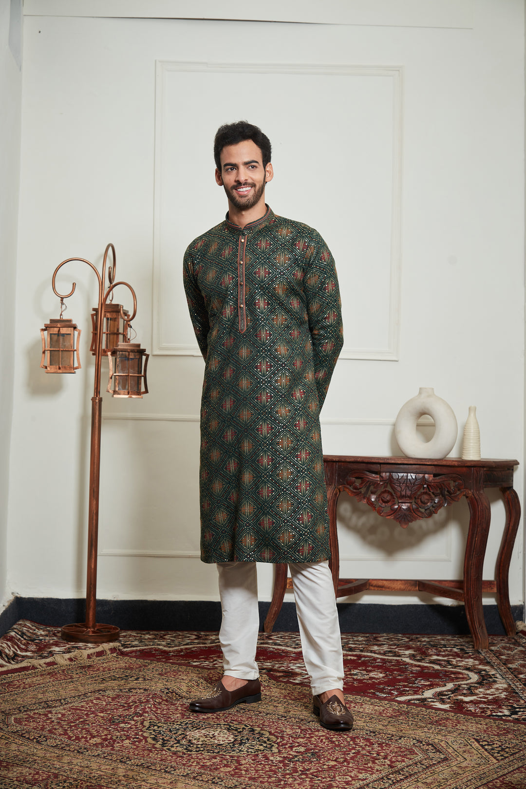 GREEN BANDHANI KURTA SET