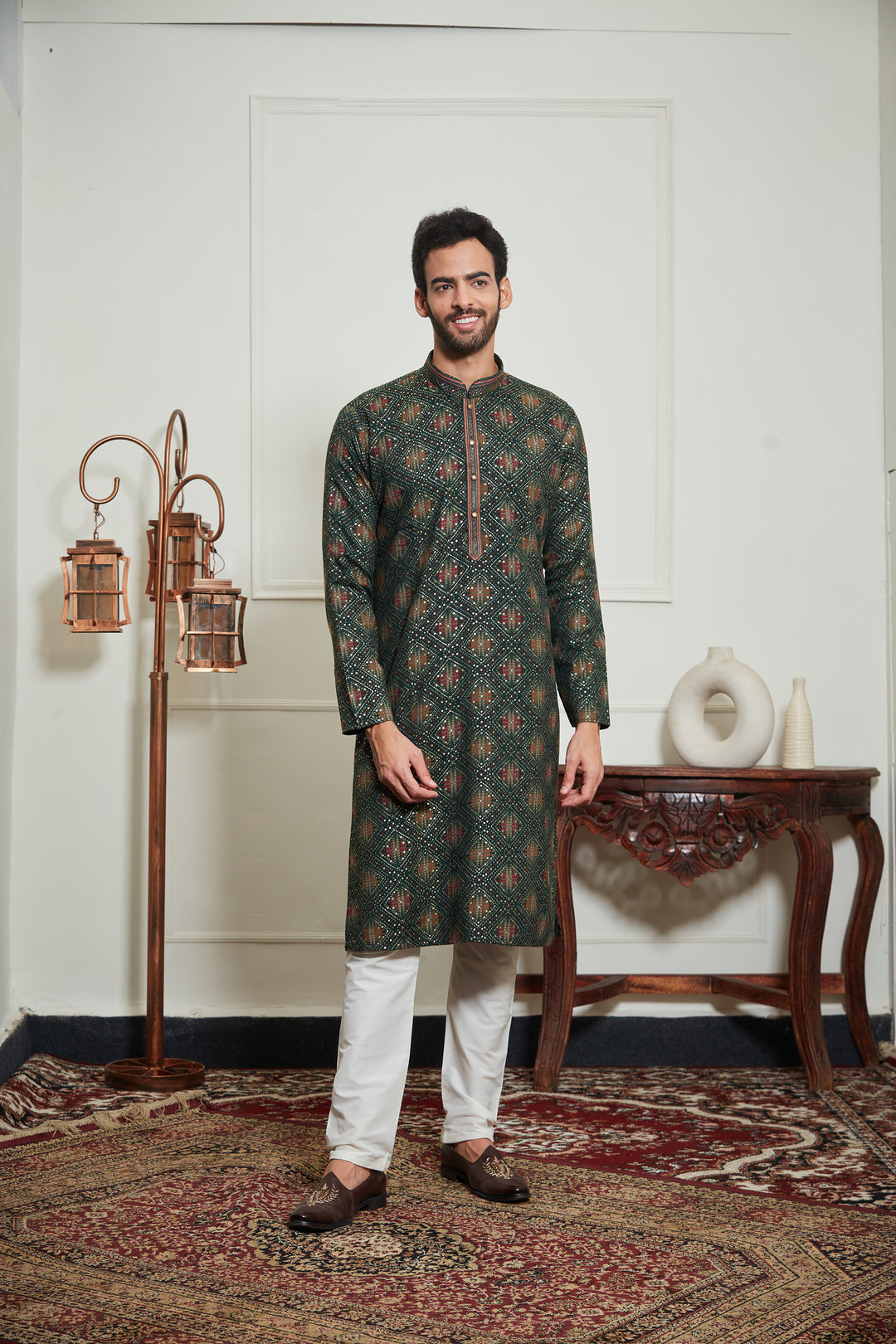 GREEN BANDHANI KURTA SET