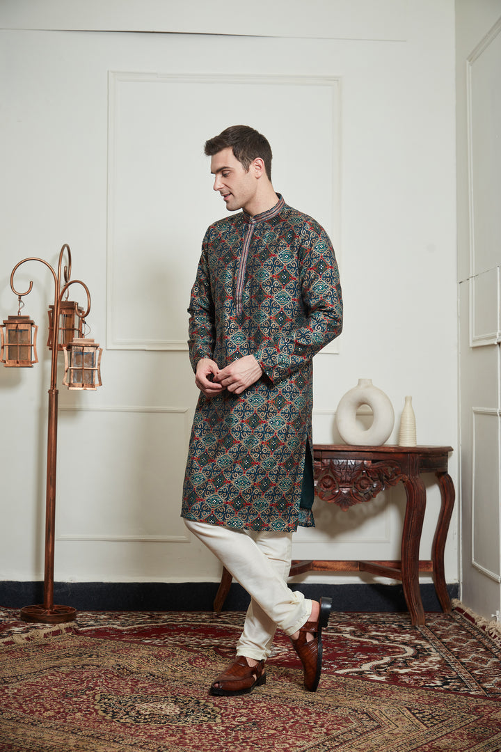 MULTICOLORED PRINTED KURTA SET