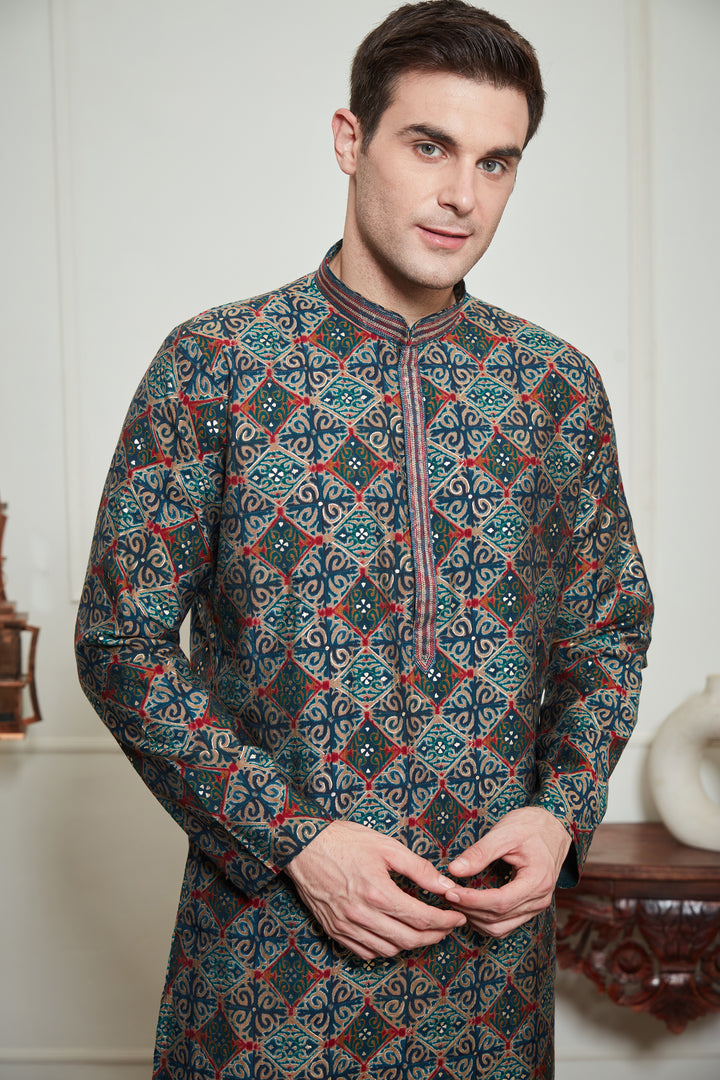 MULTICOLORED PRINTED KURTA SET