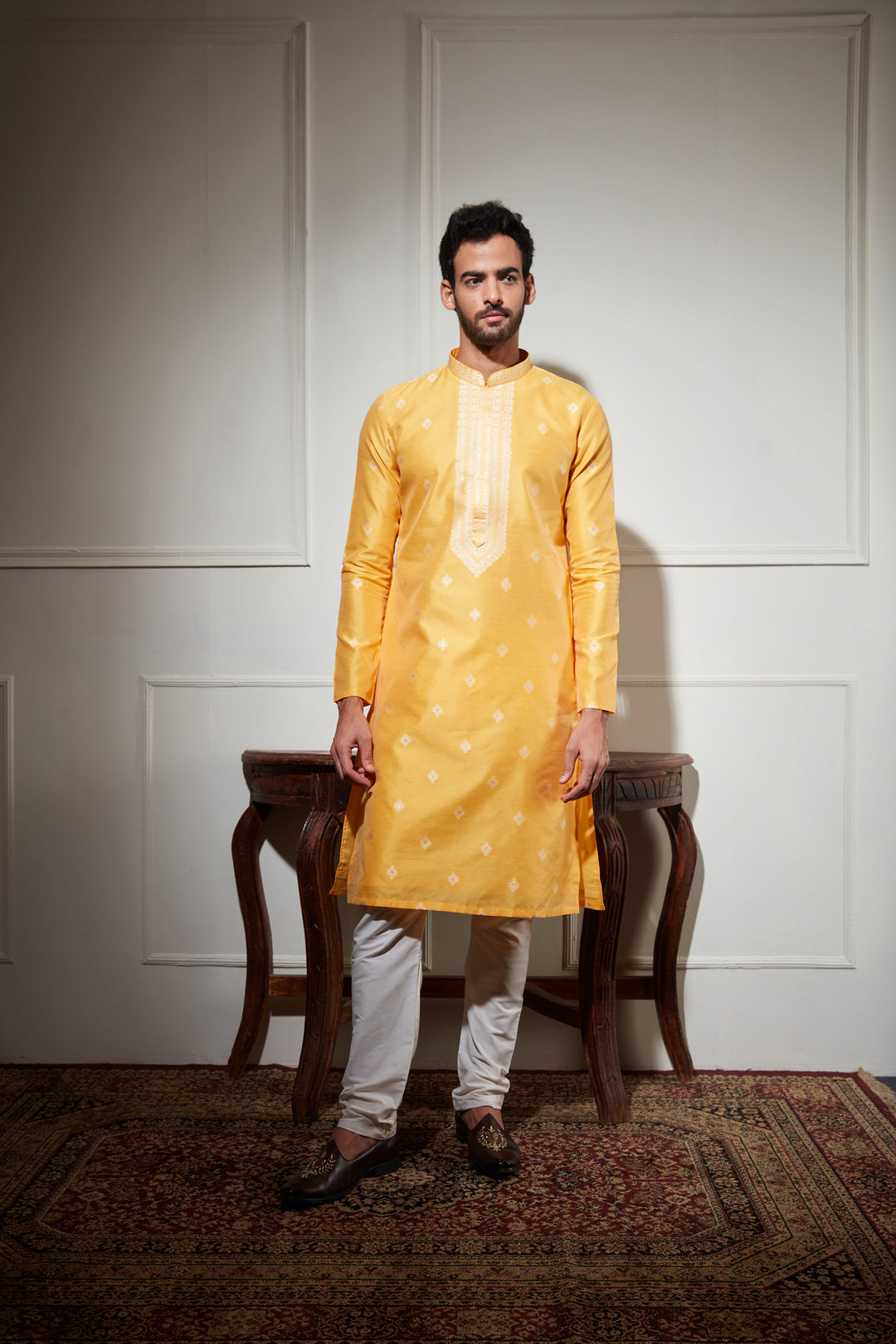 YELLOW KURTA SET WITH ZARI WORK