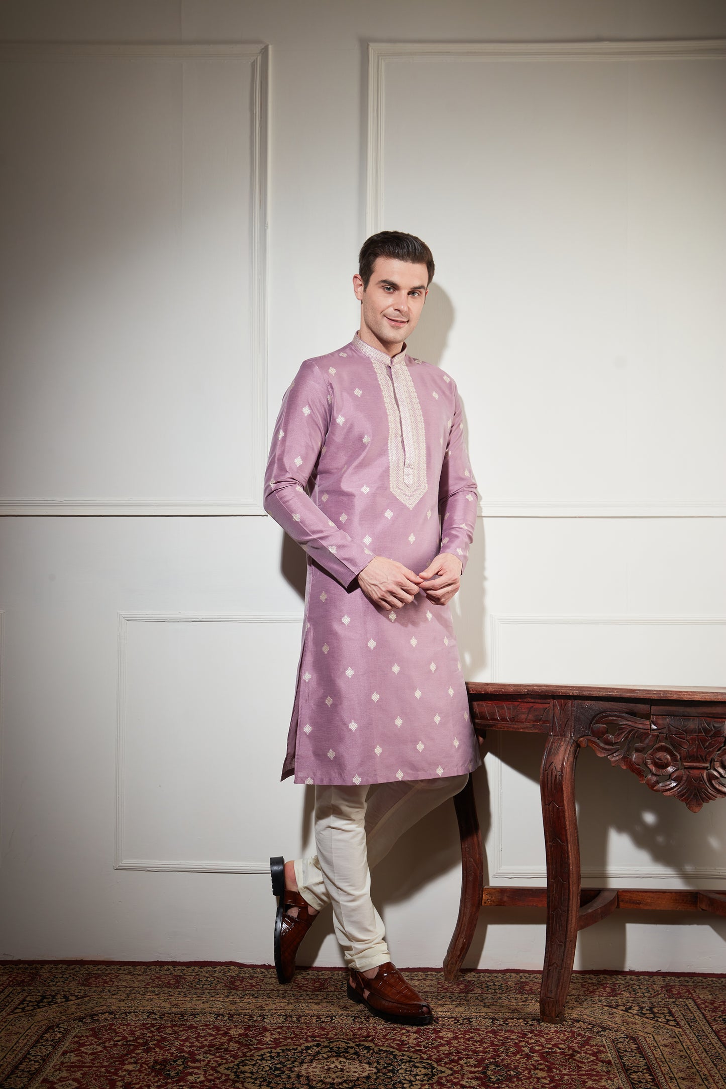 PURPLE KURTA SET WITH ZARI WORK