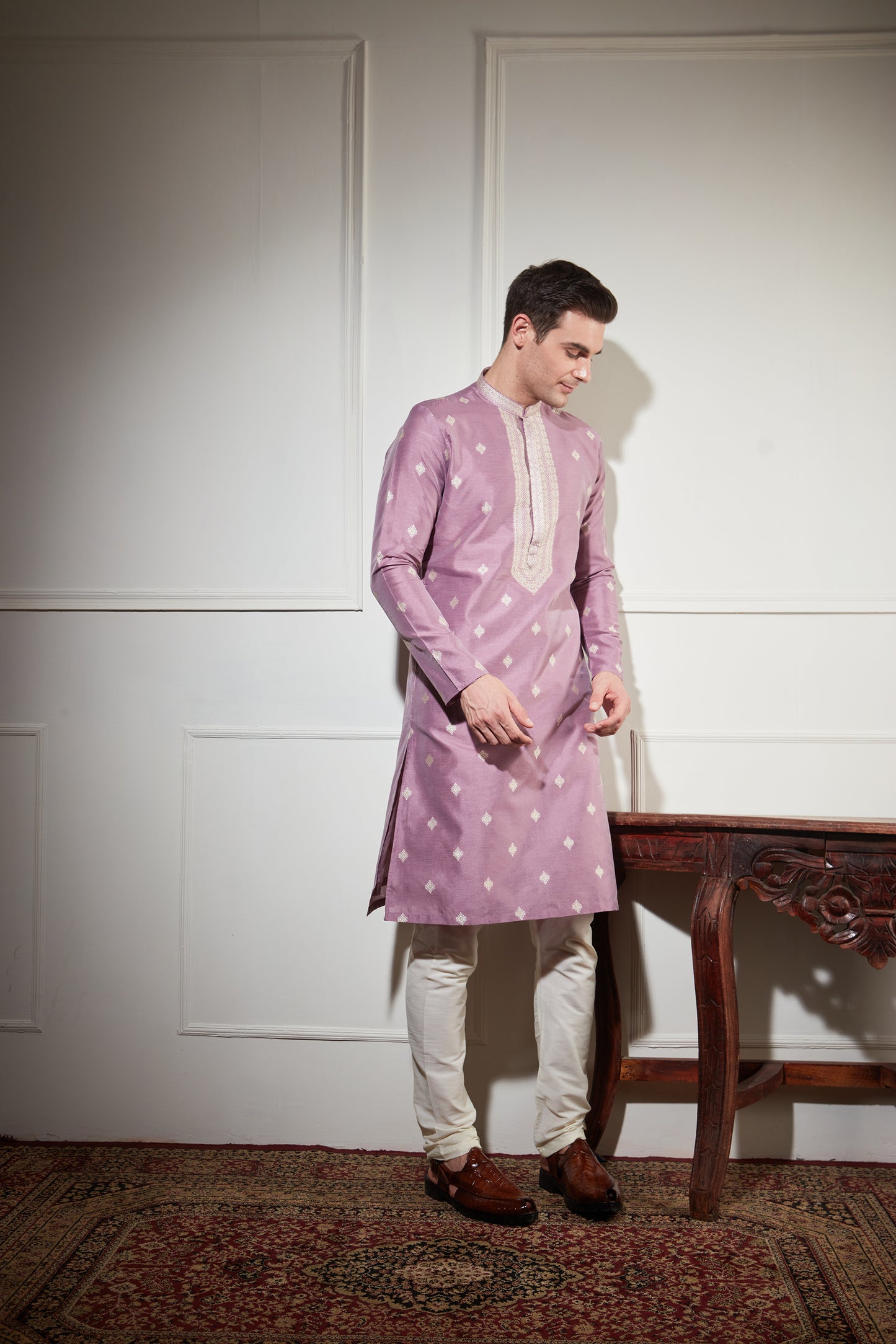 PURPLE KURTA SET WITH ZARI WORK