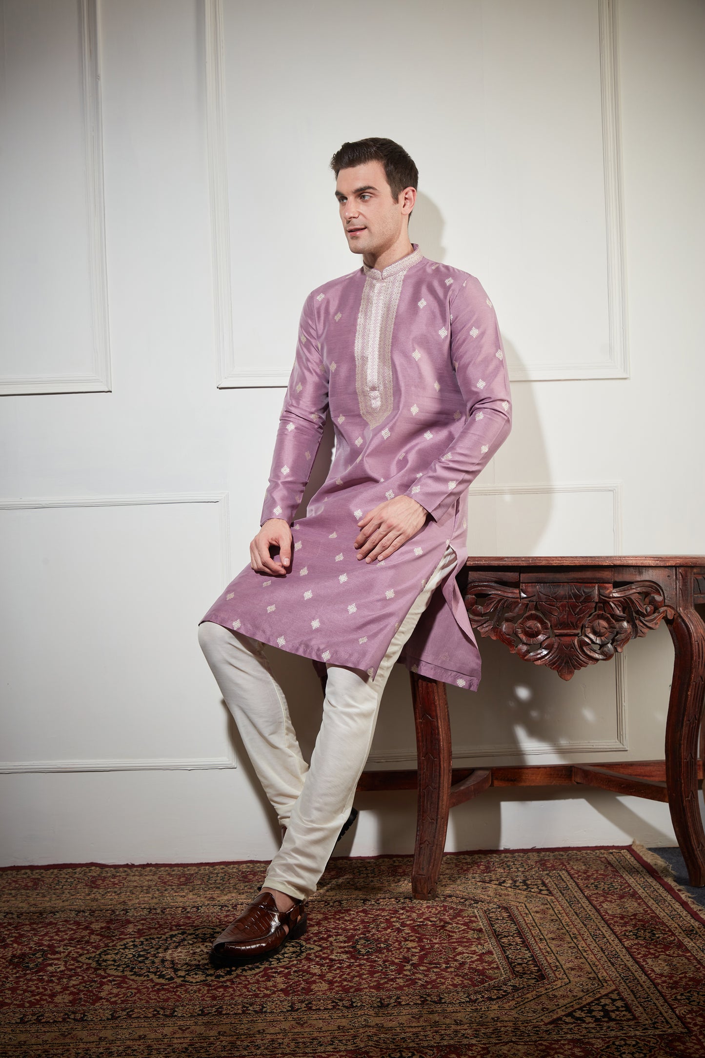 PURPLE KURTA SET WITH ZARI WORK