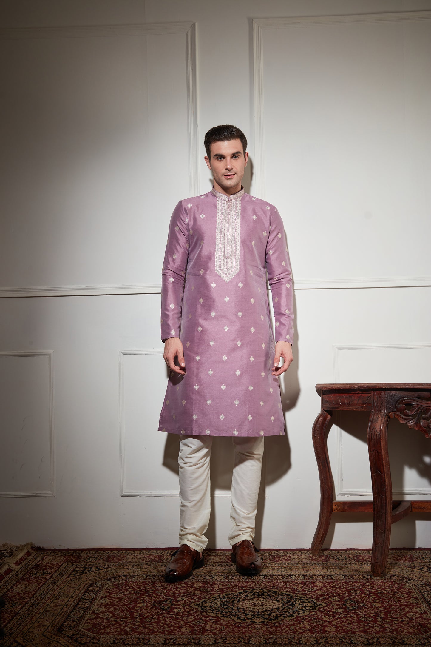 PURPLE KURTA SET WITH ZARI WORK