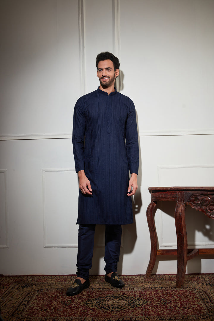 BLUE CHIKANKARI KURTA SET