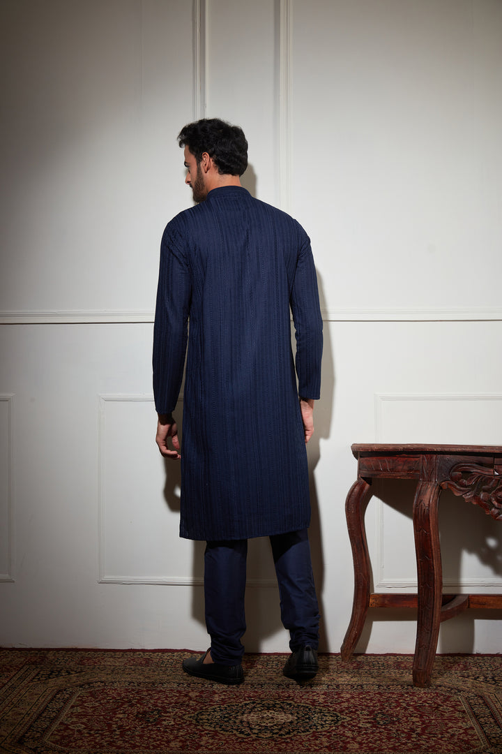 BLUE CHIKANKARI KURTA SET