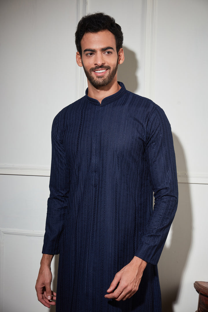 BLUE CHIKANKARI KURTA SET