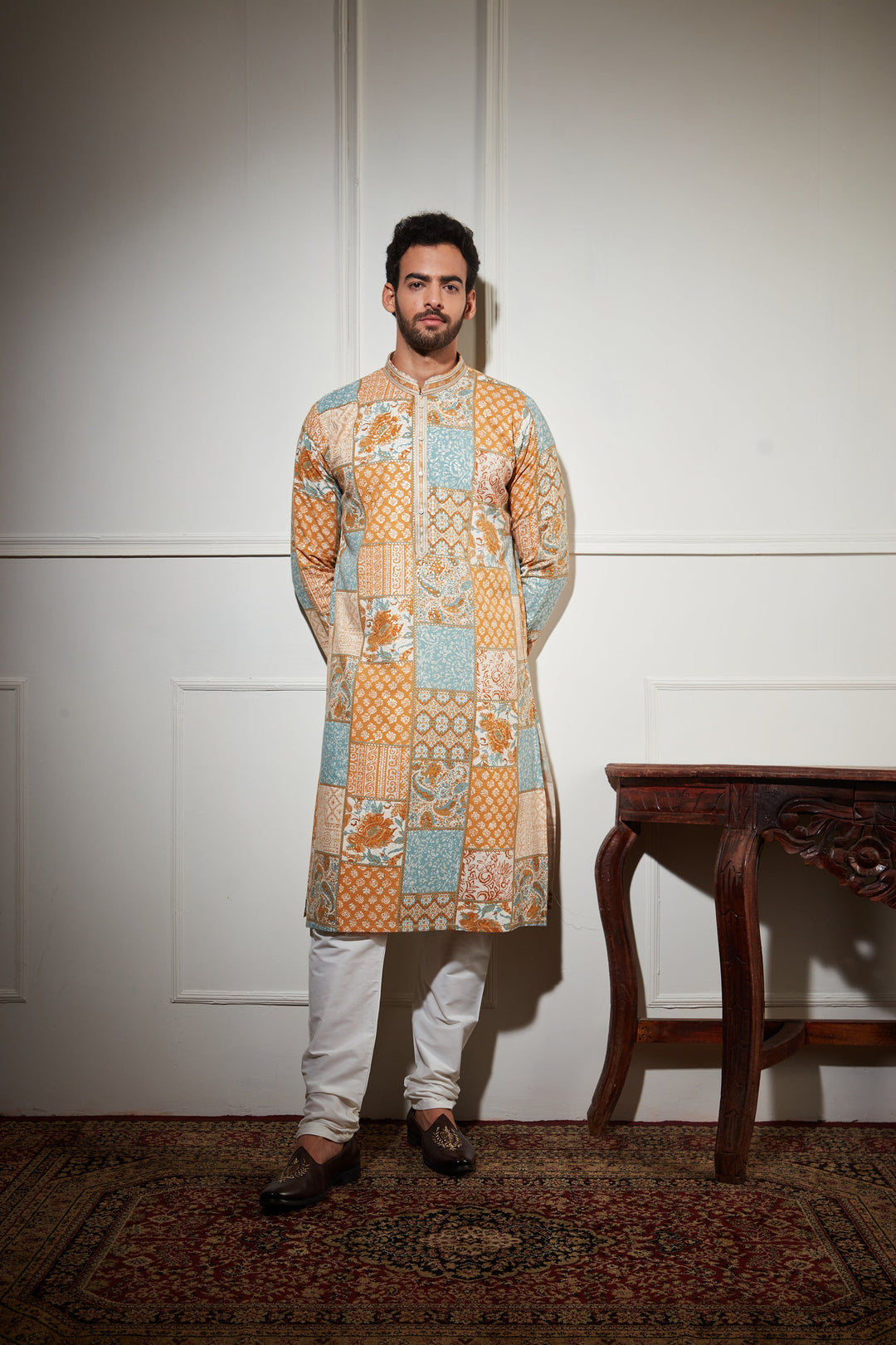 YELLOW FLORAL PRINTED KURTA SET
