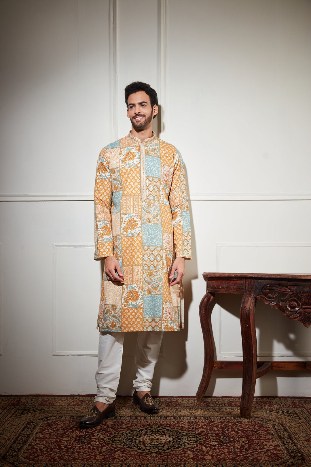 YELLOW FLORAL PRINTED KURTA SET