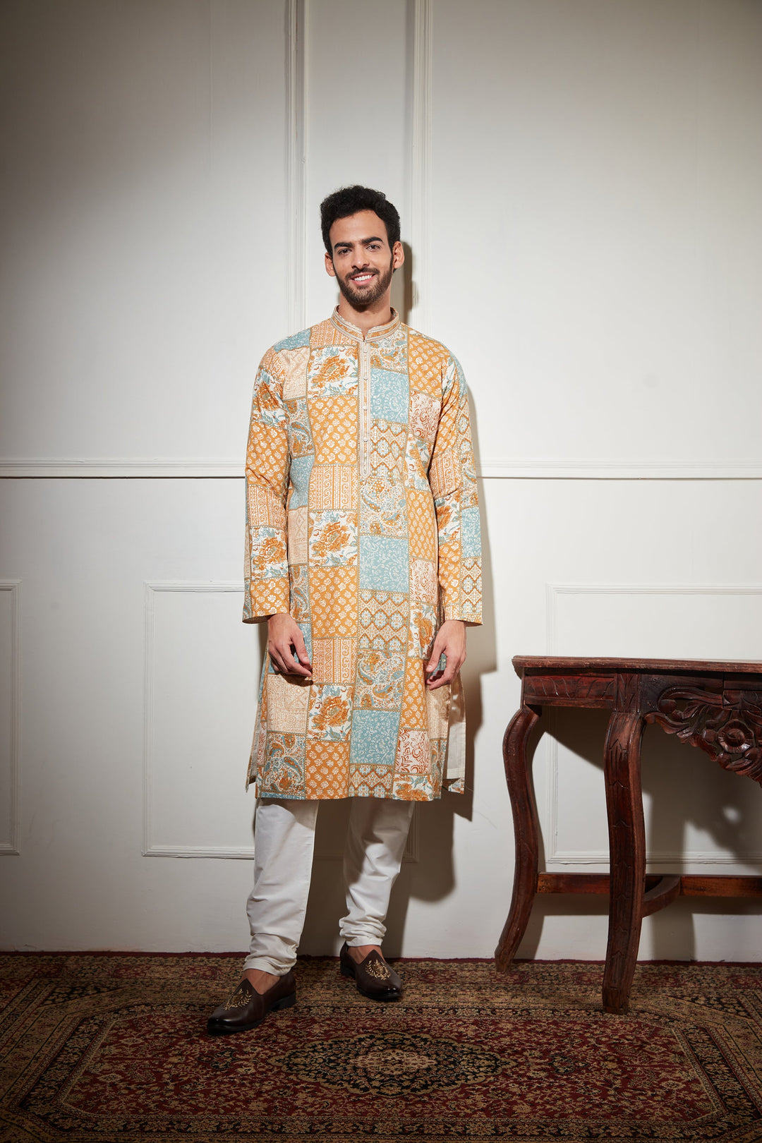 YELLOW FLORAL PRINTED KURTA SET