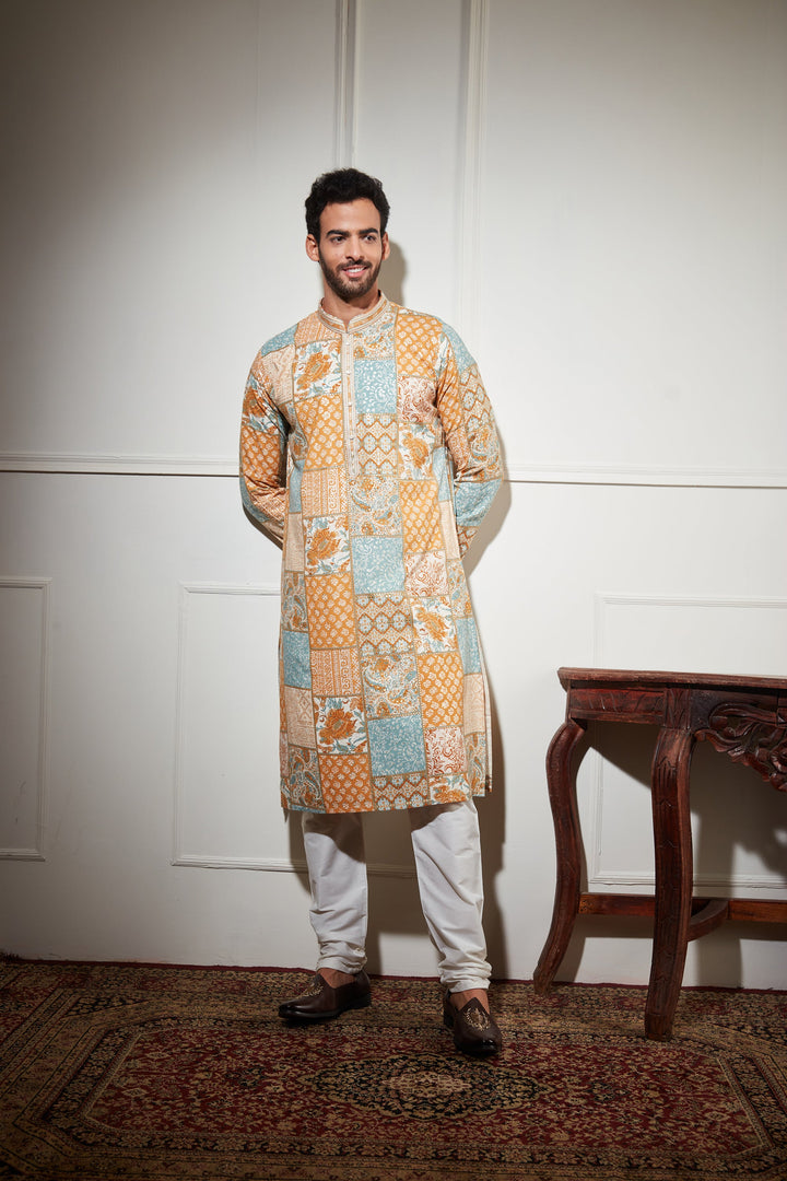 YELLOW FLORAL PRINTED KURTA SET