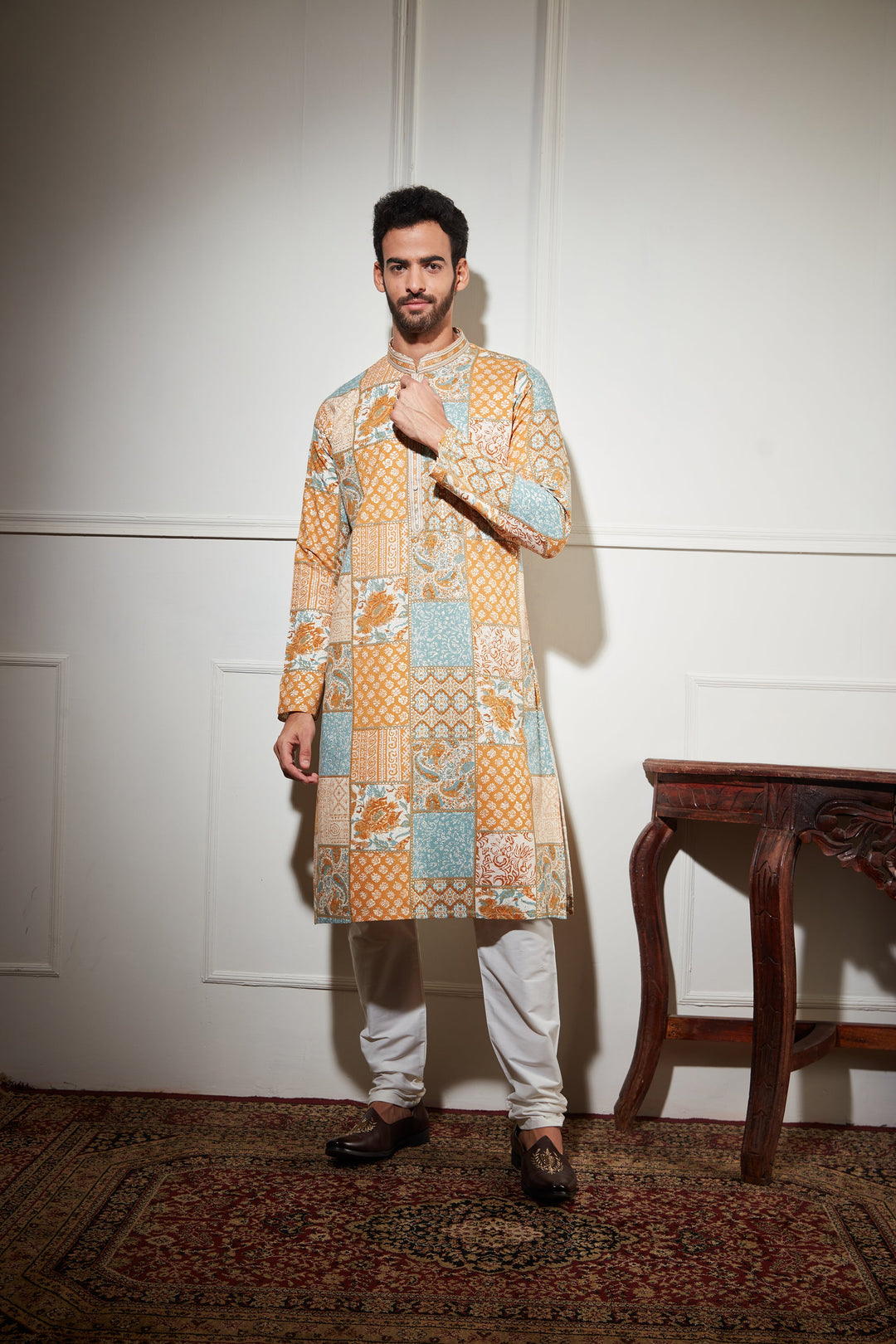 YELLOW FLORAL PRINTED KURTA SET