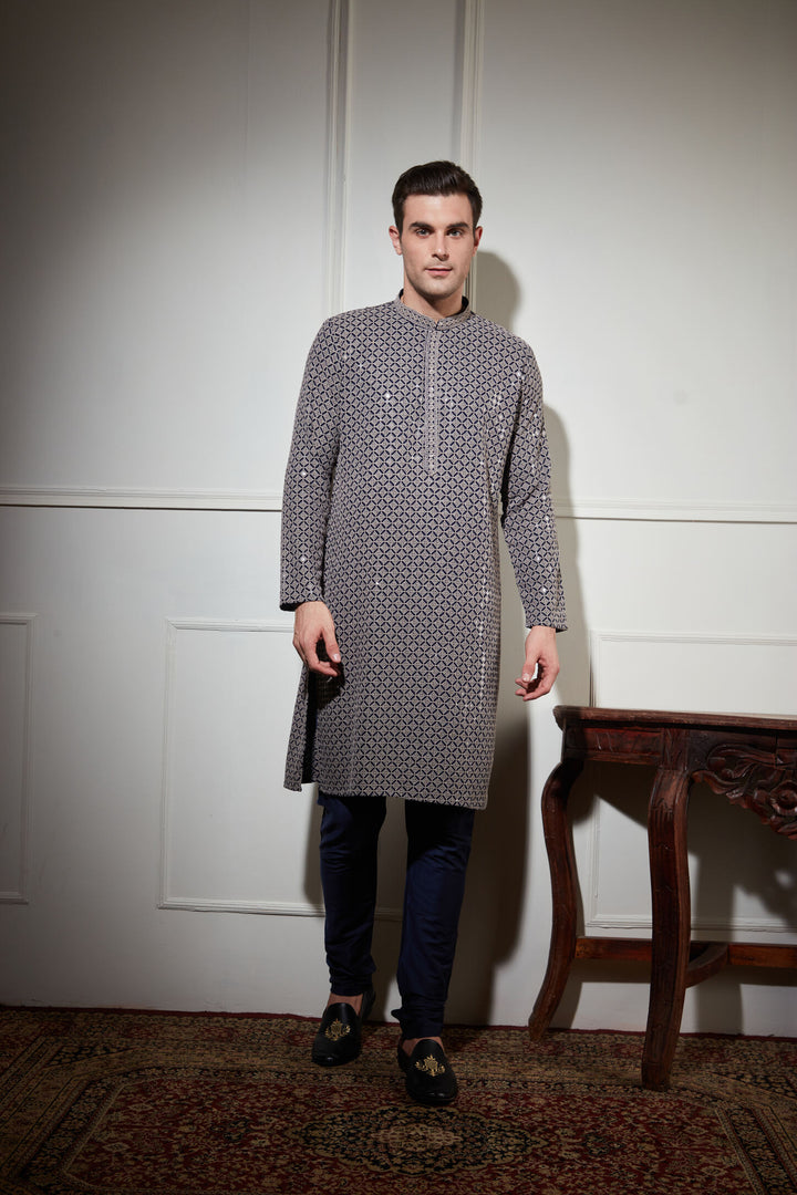NAVY BLUE SEQUENCE KURTA SET