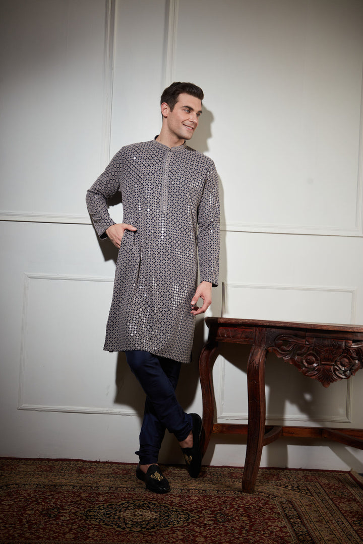 NAVY BLUE SEQUENCE KURTA SET