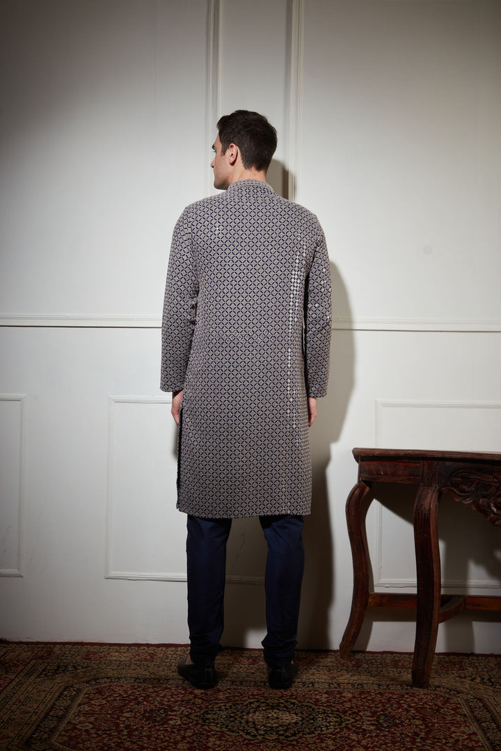 NAVY BLUE SEQUENCE KURTA SET