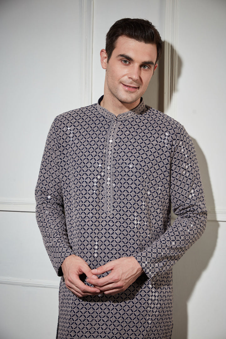 NAVY BLUE SEQUENCE KURTA SET