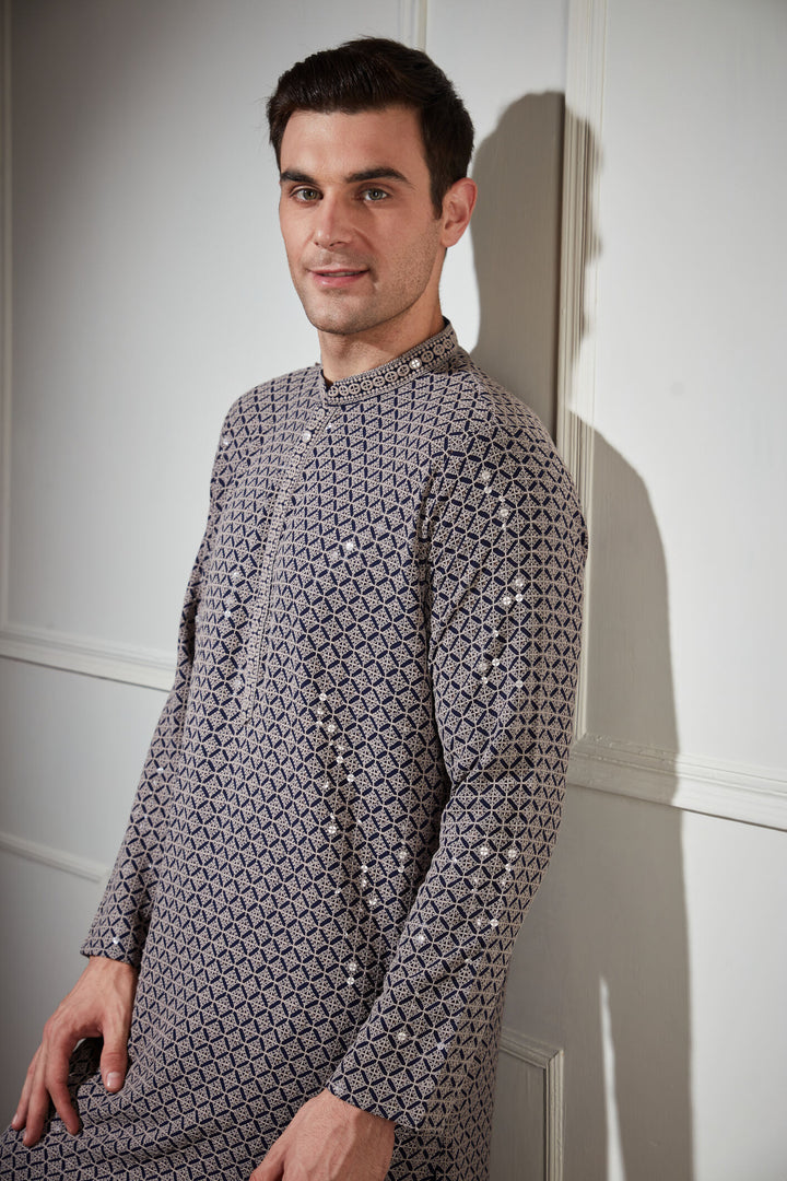 NAVY BLUE SEQUENCE KURTA SET