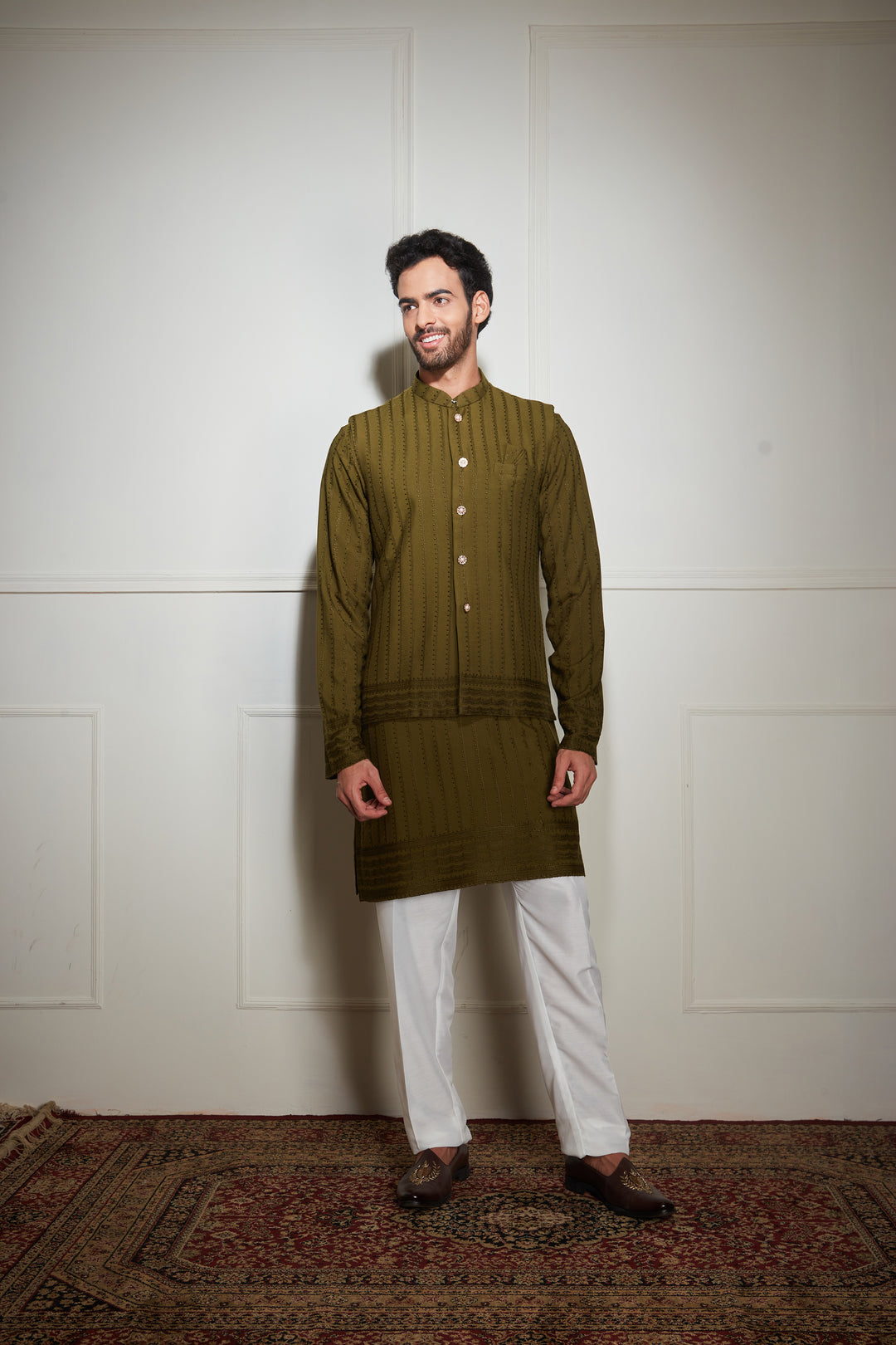 Green Kurta Bandi Set