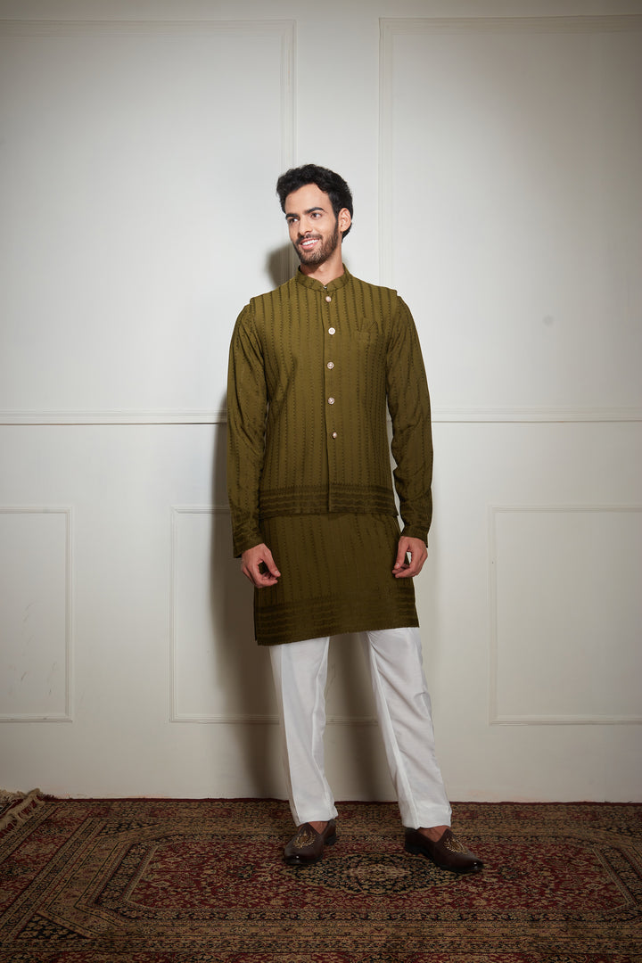 Green Kurta Bandi Set