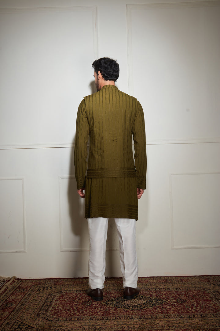 Green Kurta Bandi Set
