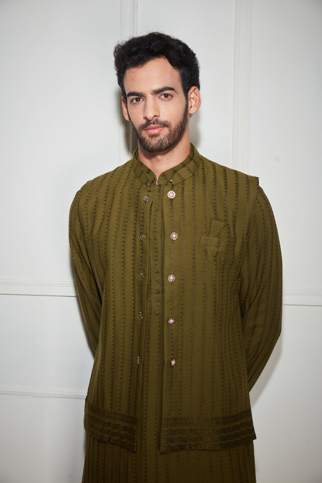 Green Kurta Bandi Set