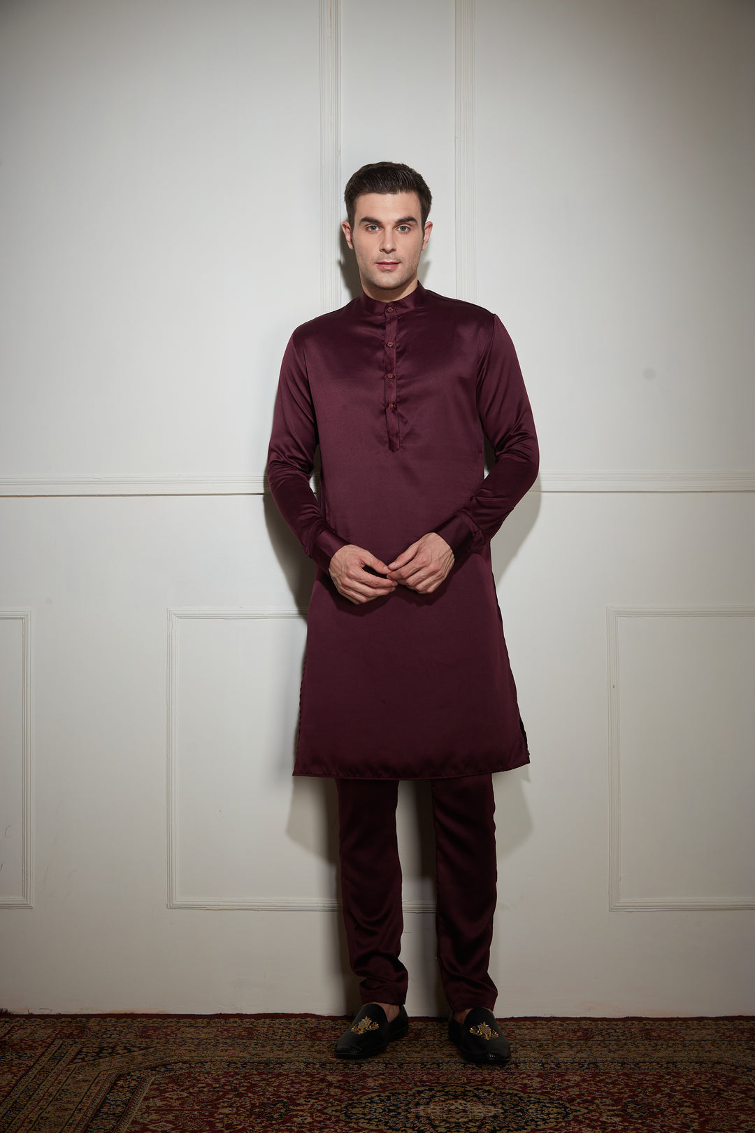 Purple Kurta Bandi Set