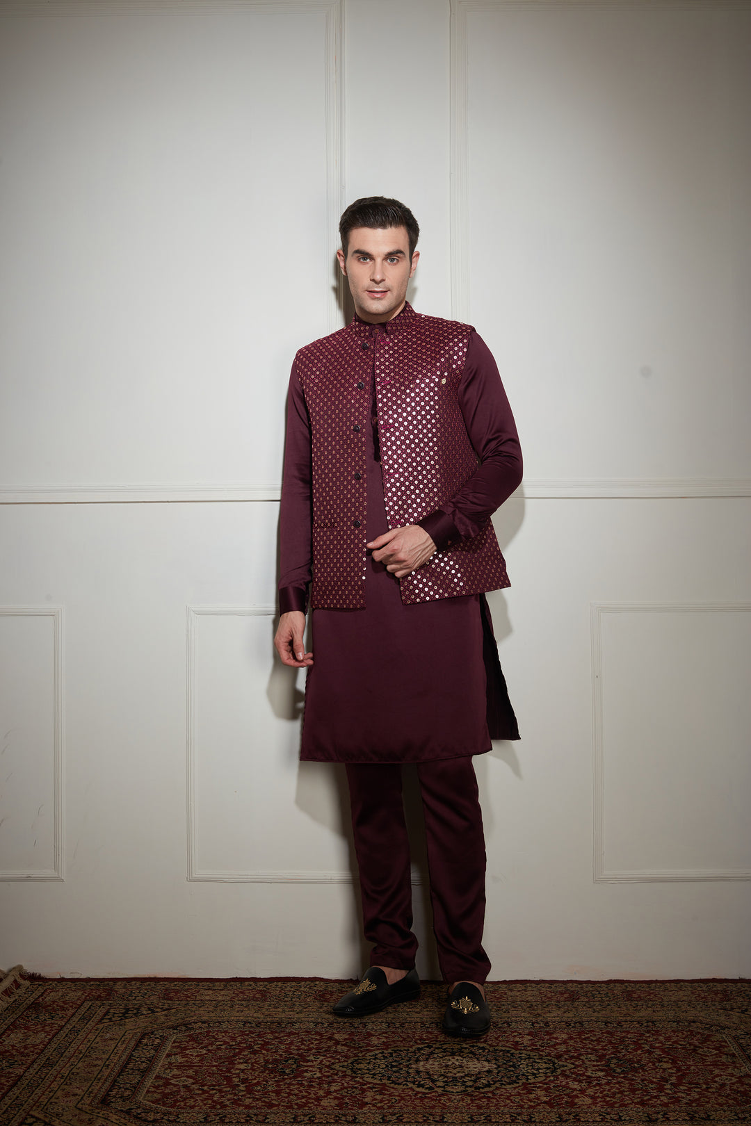 Purple Kurta Bandi Set
