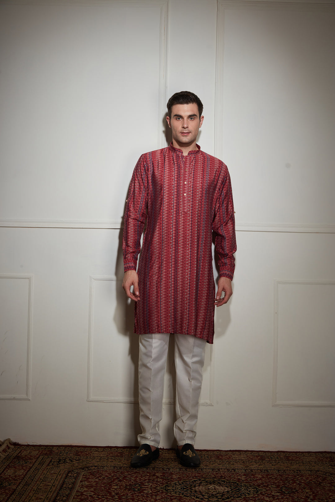 Maroon Printed Kurta Bandi Set